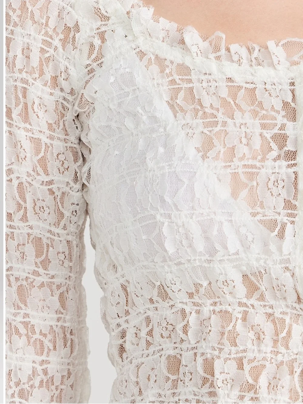 Free People Madison White Sheer Lace Cropped Cardigan